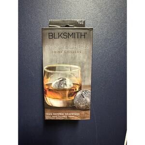 BLKSMITH Whiskey Spheres Drink Chillers 100% Natural Soapstone NEW IN BOX (2)
